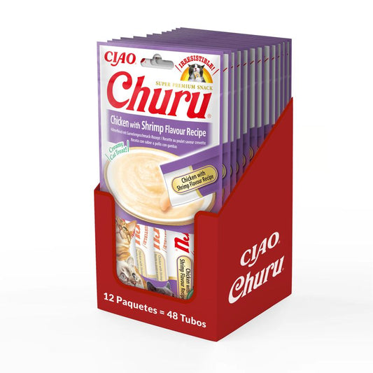 Churu Cat Chicken Shrimp Recipe Display 12X56Gr