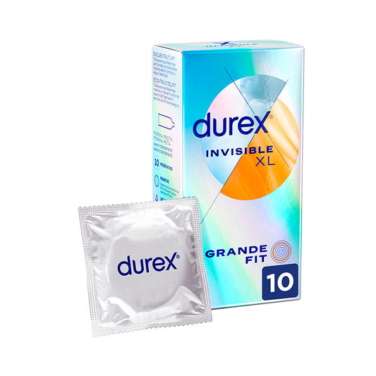 Durex Invisible XL Ultra Fino, 10 Preservativos talla XL