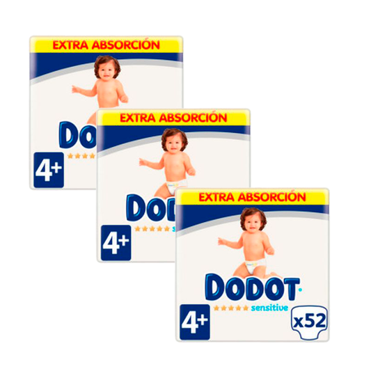 Dodot Pack Of 3 Sensitive Extra Jumbo Size 4+, 52 pcs.