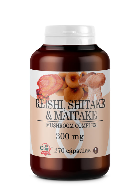 Obire Large Format Reishi + Shitake + Maitake 300 Mg , 270 capsules