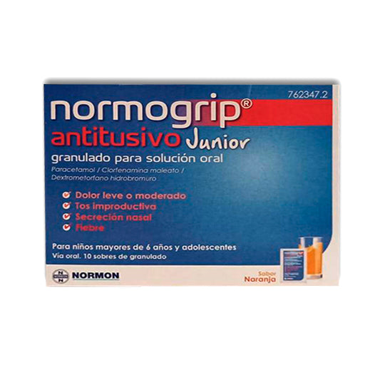 Normogrip Antitusivo Junior , 10 granulated sachets for oral solution