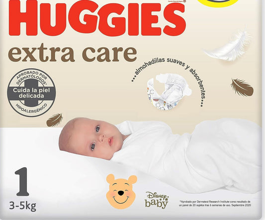Huggies Extra Care Newborn Nappy Size 1 (3-5Kg) , 28 pcs.