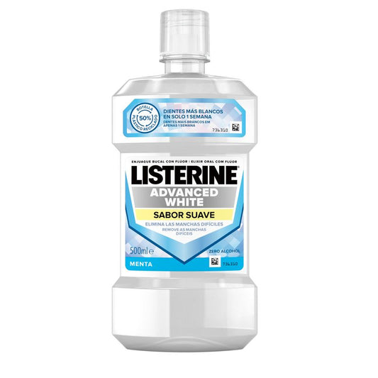 Listerine Mouthwash, Advanced Whitening, Alcohol Free, Mild Mint, 500ml