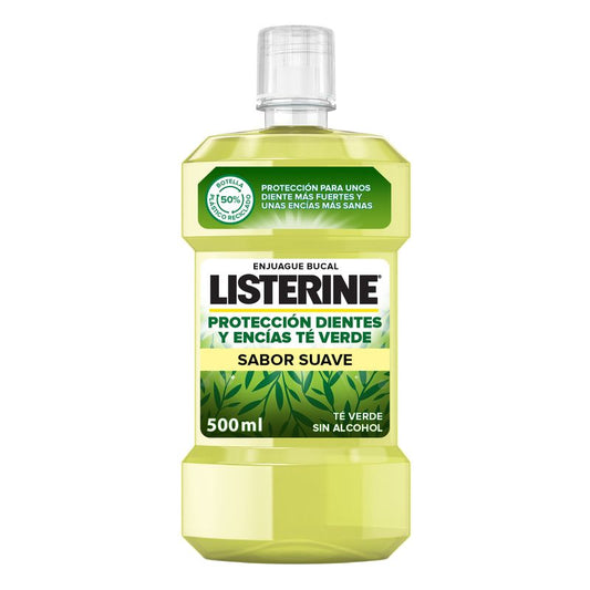 Listerine Tooth & Gum Protection Mouthwash, Green Tea Flavour Alcohol Free, 500ml