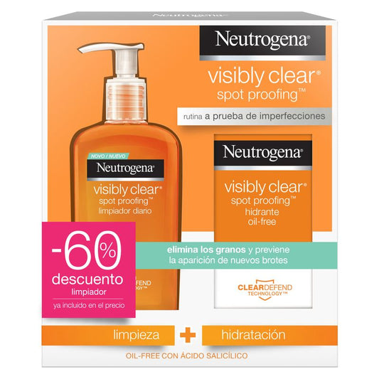Neutrogena Visibly Clear Facial Care Routine, Daily Use 200Ml Facial Cleanser and 50Ml Moisturising Cream