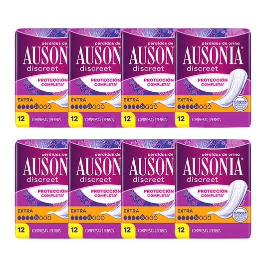 Ausonia Pack Discreet Urine Loss Pads For Women Extra, 8 x 12 Units