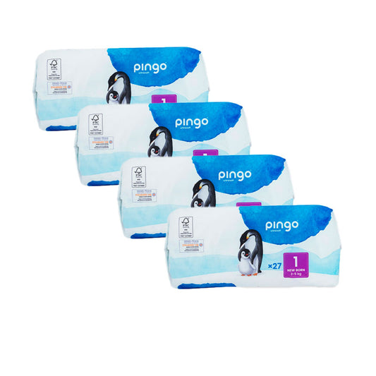 Pack 4 X Pingo Ecological Nappies, Size 1 New Born (27 Units)