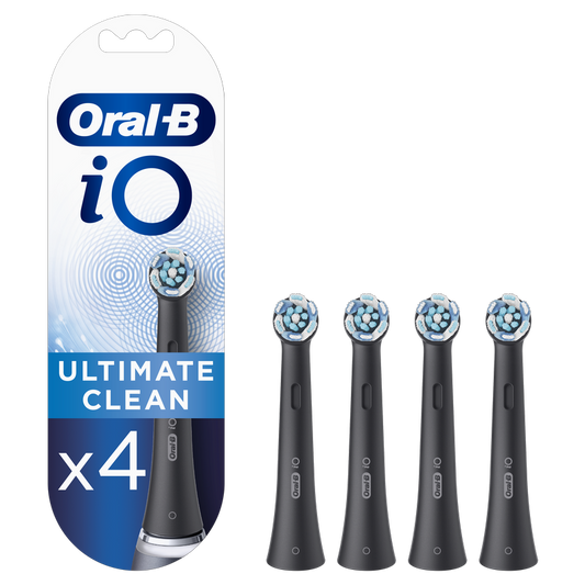 Oral-B Braun iO Ultimate Clean Black Replacement Brush Heads, 4-Pack