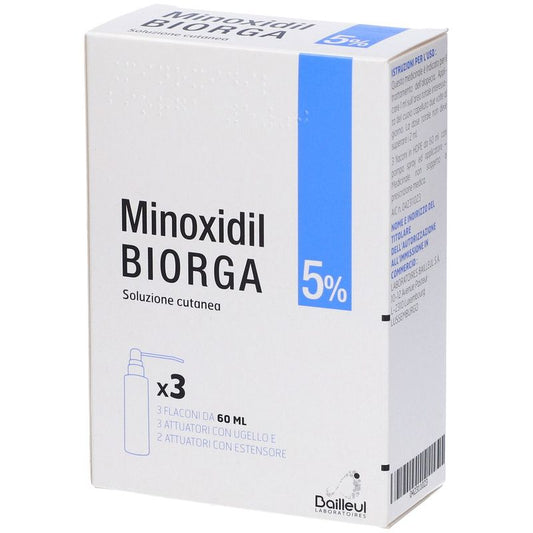 Biorga 50 Mg/ ml Minoxidil Cutaneous Solution 3 Bottles of 60 ml