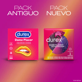 Durex Condoms Give Me Pleasure, with Dots and Ribbing for Extra Stimulation, 3 Condoms