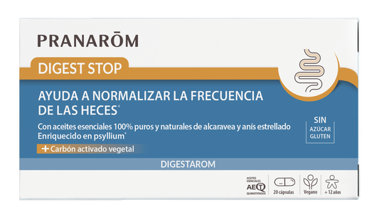 Pranarom Digest Stop Normalise La Fréquence Des Selles Essential Oils Of Carvi And Star Anise 100% Pure And Natural Vegan Activated Charcoal, 20 Capsules