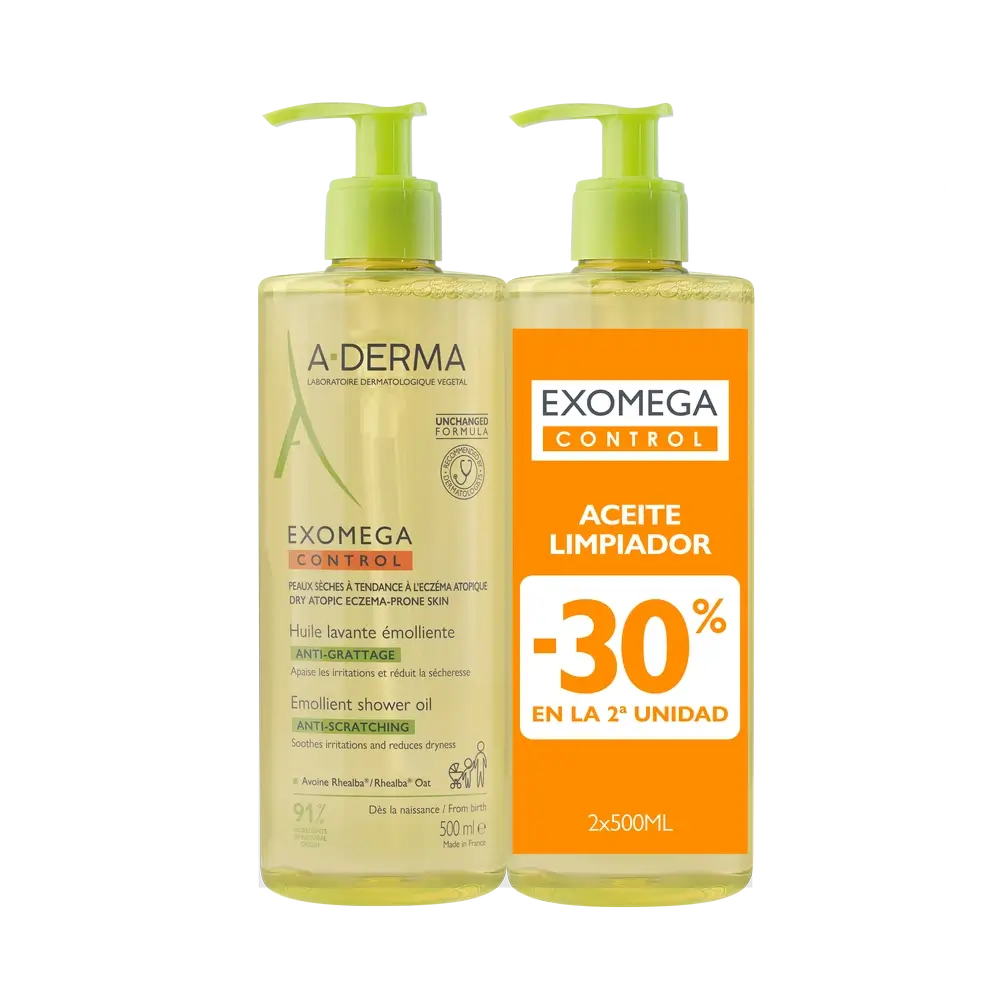 A-Derma Exomega Control Anti-Irritation Emollient Shower Oil 2 X 500 Ml