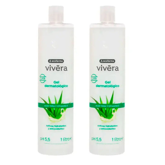 Acofar Vivera Aloe Vera Vitamin E Gel, Pack 2 x 1 Litre