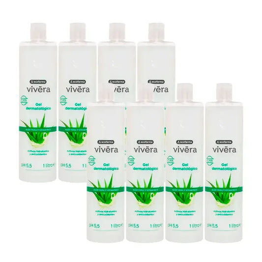 Acofar Vivera Aloe Vera Vitamin E Gel, Pack 8 x 1 Litre