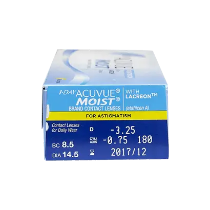 Acuvue 1 Day Moist Daily Toric Lenses , 30 units - +2.75, -1.75, 170, 8.5, 14.50