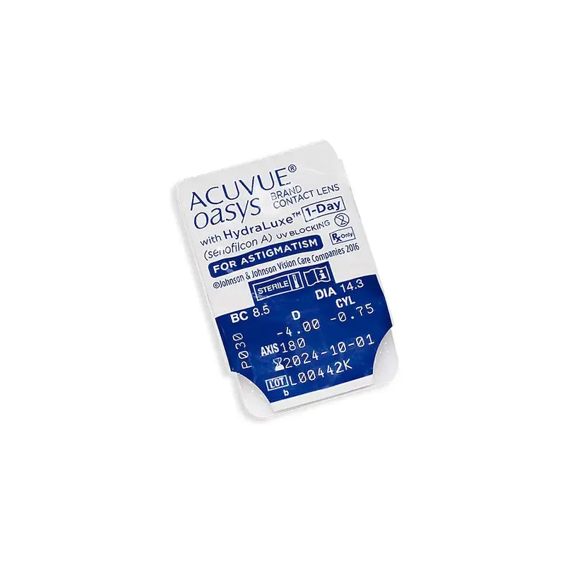 Acuvue Oasys 1 Day With Hydraluxe Daily Toric Lenses , 30 units - -5.75, -2.25, 70, 8.5, 14.30
