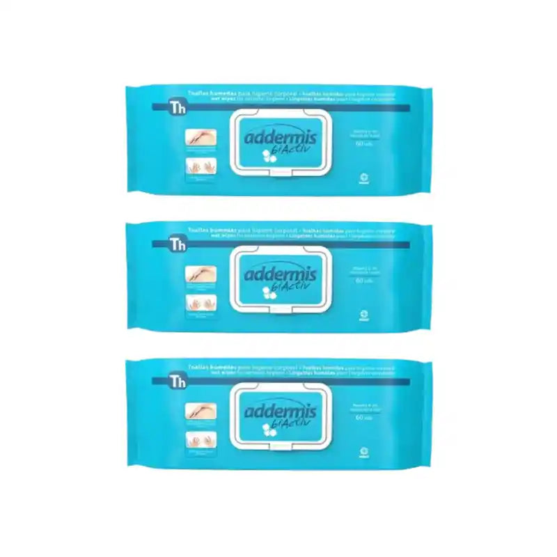 Addermis Biactiv Adult Intimate Hygiene Wipes , 3X60 Units