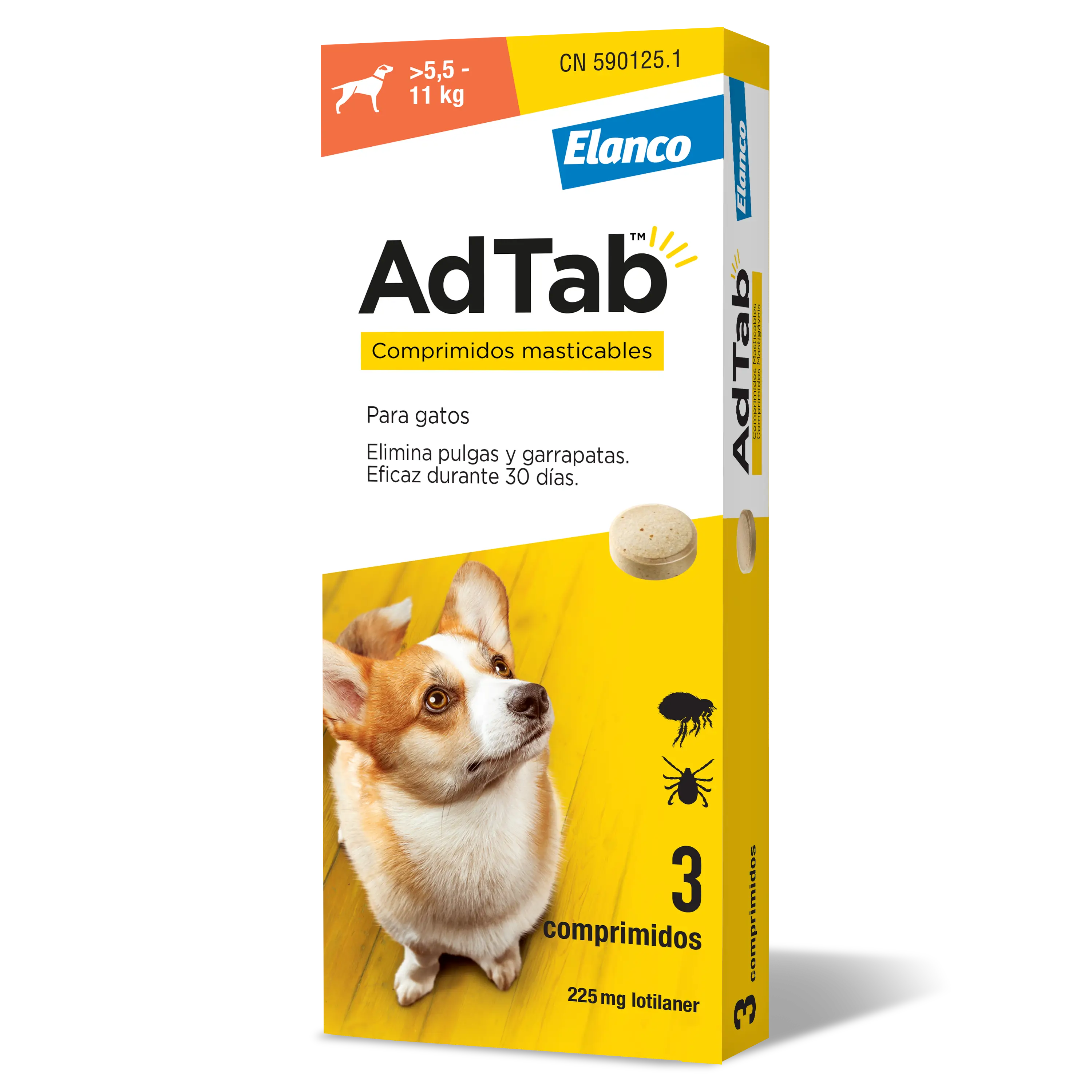AdTab 225Mg Chewable Tablets Dogs 5,5-11Kg, 3Cpd