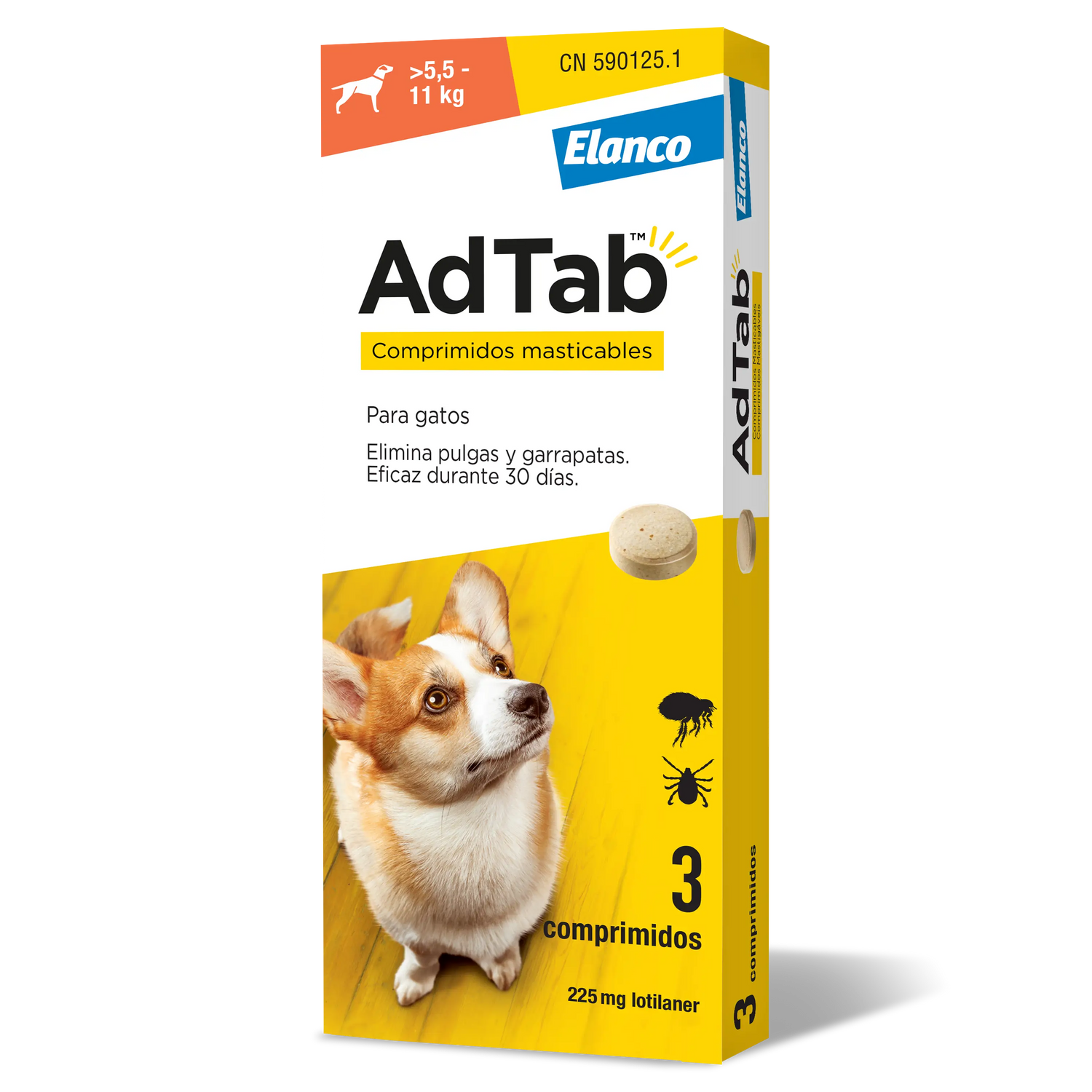 AdTab 225Mg Chewable Tablets Dogs 5,5-11Kg, 3Cpd