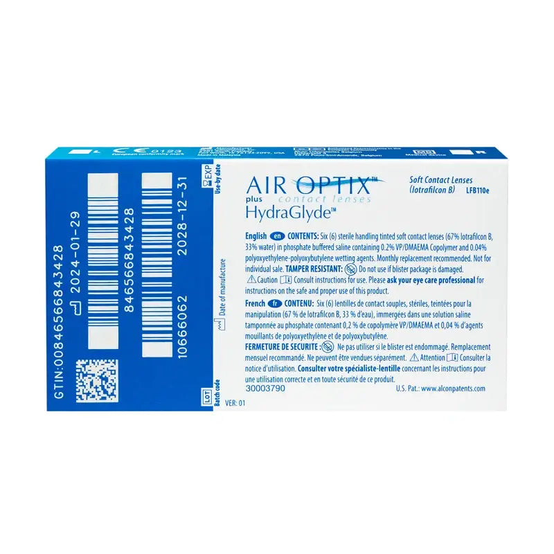 Air Optix Plus Hydraglade Monthly Spherical Contact Lenses, 6 units - +0.75, 8.6, 14.2