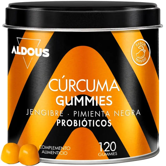 Aldous Bio Turmeric With Ginger & Black Pepper + Probiotics, 120 gummies