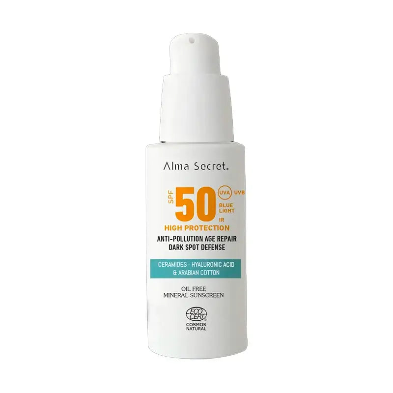 Alma Secret Solar Natural Facial Sunscreen Spf 50 With Ceramides, Anti-Blemish And Oil-Free