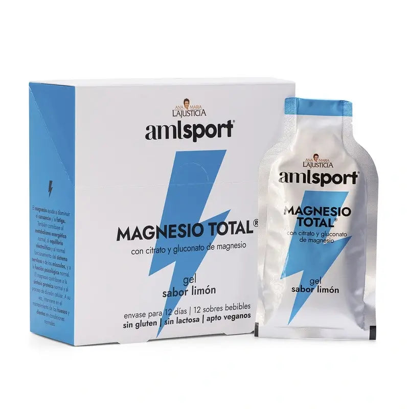 AML SPORT Magnesium Total gel lemon flavour, 12 sachets of 20 ml
