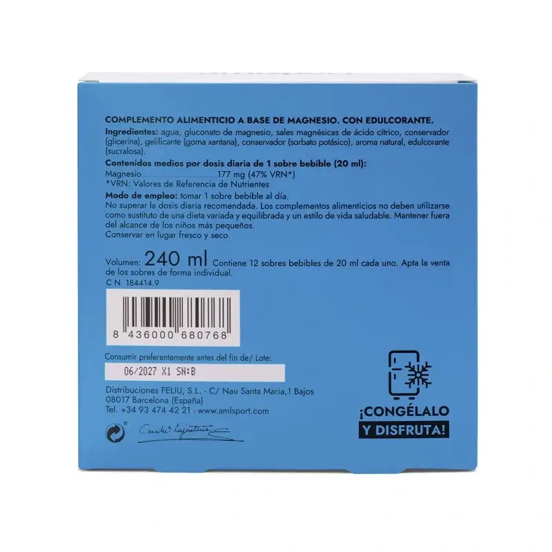AML SPORT Magnesium Total gel lemon flavour, 12 sachets of 20 ml