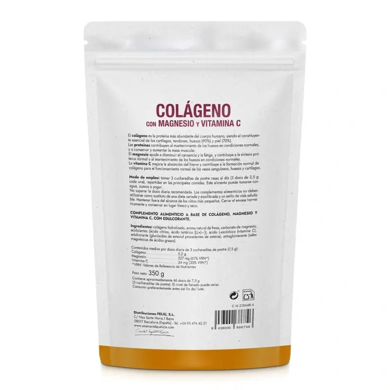 Ana Maria Lajusticia Collagen With Magnesium + Vit.C Strawberry Flavour Powder Doypack, 350 grams