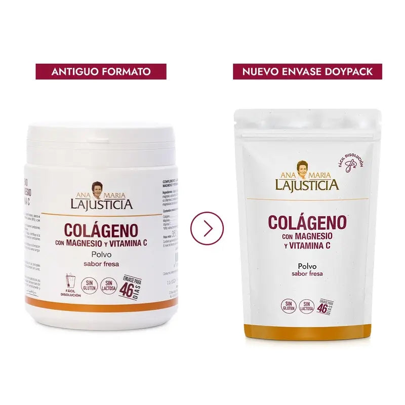 Ana Maria Lajusticia Collagen With Magnesium + Vit.C Strawberry Flavour Powder Doypack, 350 grams
