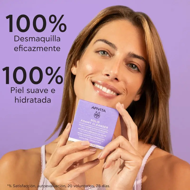 Apivita Cleanser & Make-up Remover Solid Face & Eye Cleanser, 80 G
