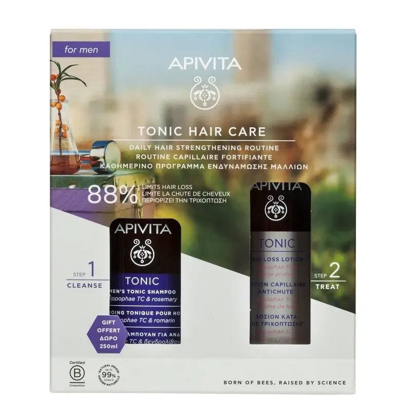 Apivita Promotion Pack Anti-Hair Loss Lotion + Free Toning Shampoo for Men 250Ml
