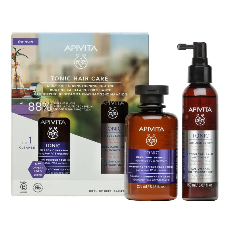 Apivita Promotion Pack Anti-Hair Loss Lotion + Free Toning Shampoo for Men 250Ml