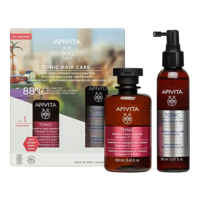 Apivita Promotion Pack Anti-Hair Loss Lotion + Free Toning Shampoo for Women 250Ml