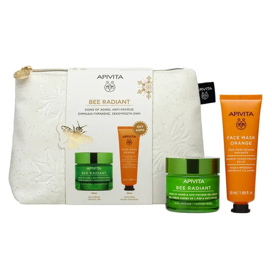Apivita Promo Bee Radiant Age-Responsive & Anti-Fatigue Gel-Cream, 50Ml + Orange Face Mask, 50Ml