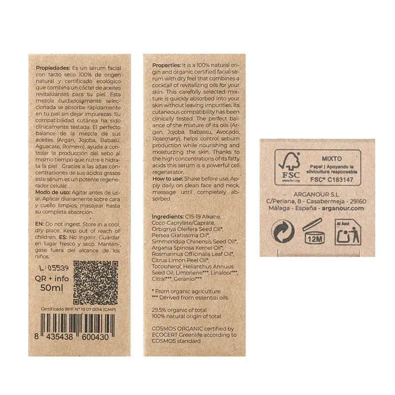 Arganour Facial Nourishing Facial Serum Oily/Mixed Skin, 50 Ml