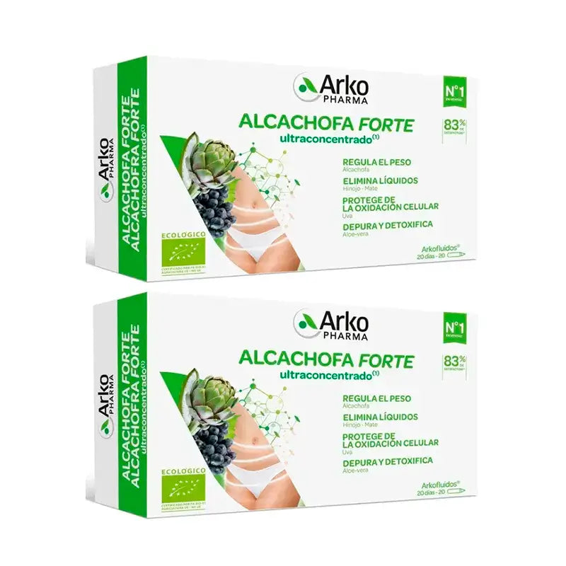 Arkopharma Arkofluido Artichoke Forte Ultraconcentrate + Aloe Vera, 2X20 Ampoules