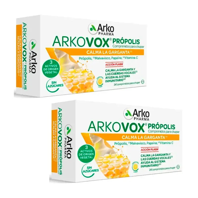 Arkopharma Arkovox Propolis Vitamin C Honey-Lemon flavour, 2X24 Tablets