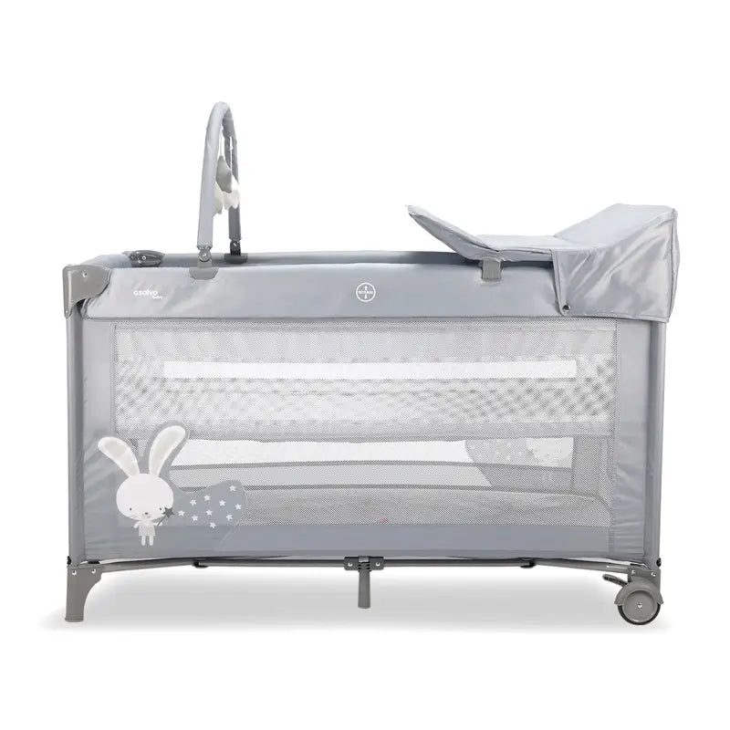 Asalvo Travel Crib Complete with Bunny Grey