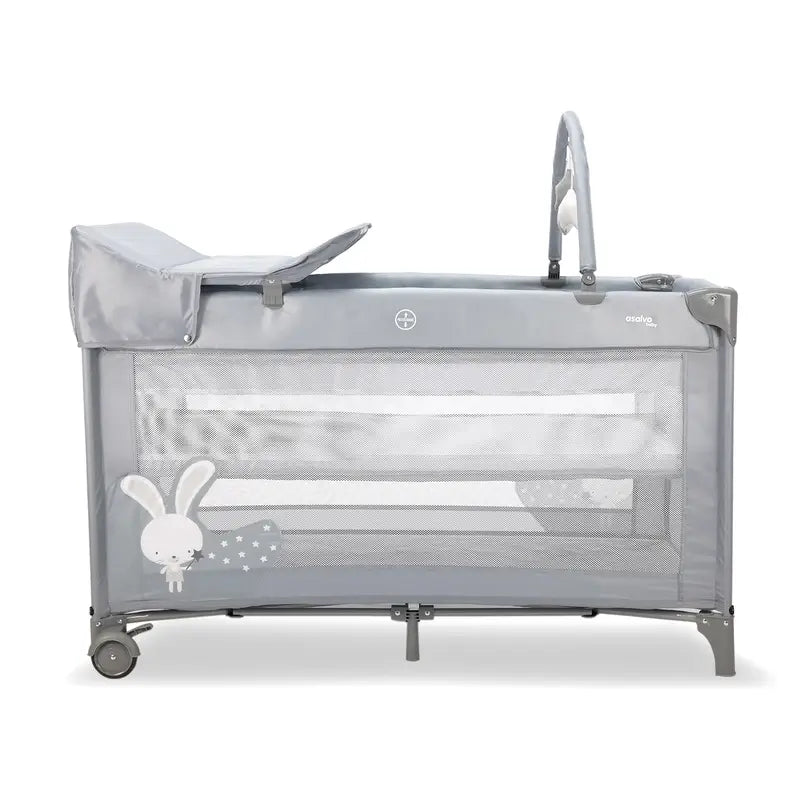 Asalvo Travel Crib Complete with Bunny Grey