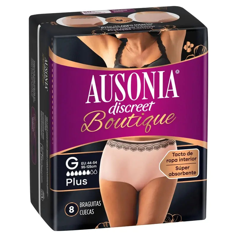 Ausonia Discreet Boutique Incontinence Briefs Beige Plus Size G, 8 Briefs