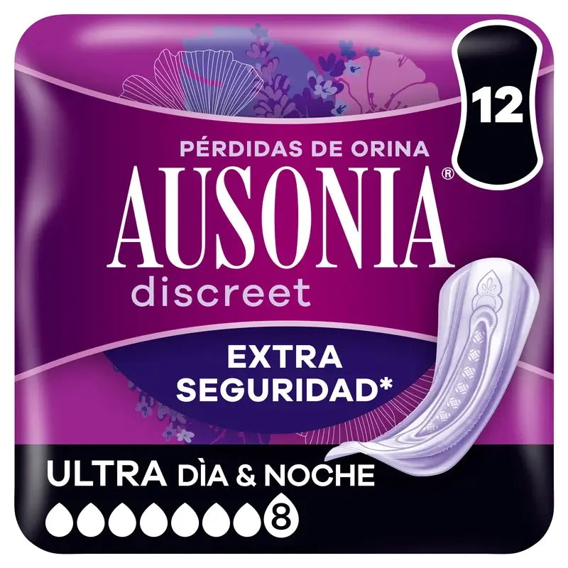 Ausonia Discreet Day & Night Ultra Urine Loss Pads, 12 Units