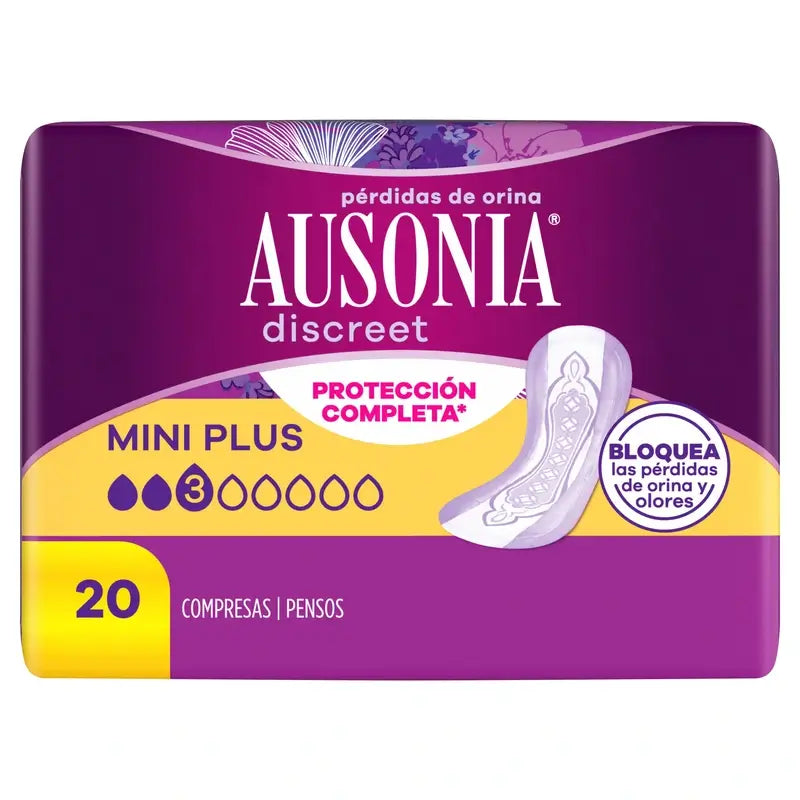 Ausonia Discreet Mini Plus Urine Loss Pads, 20 Units