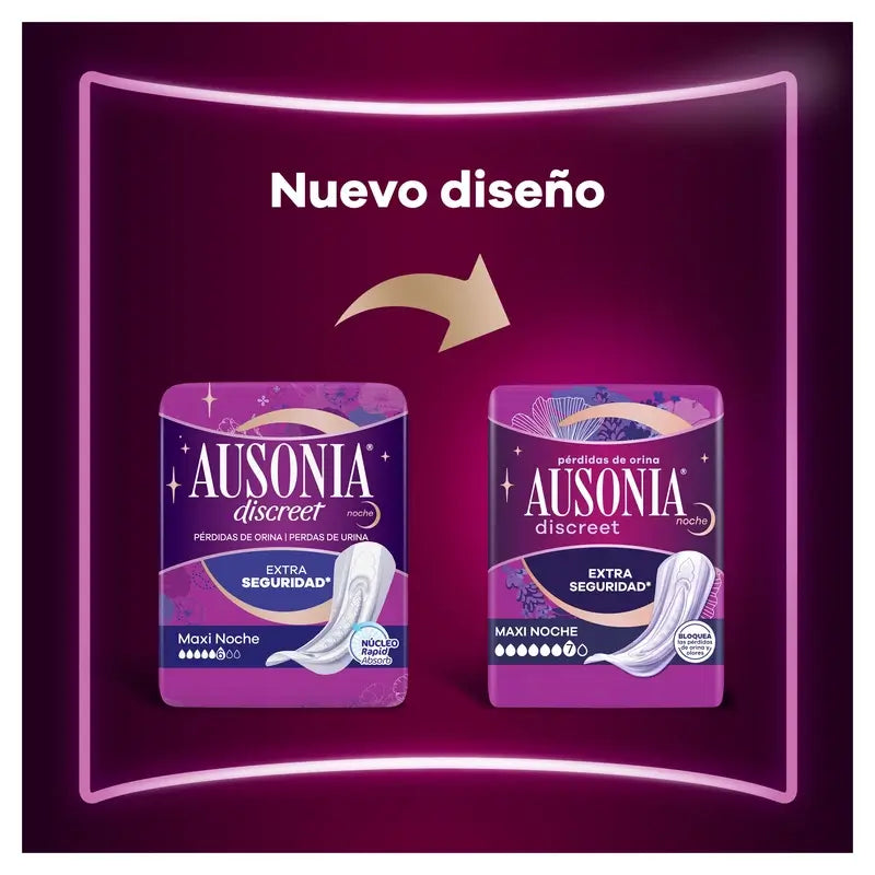 Ausonia Discreet Maxi Nighttime Urine Loss Pads, 12 Units