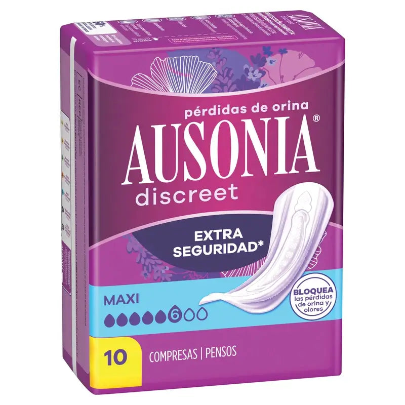 Ausonia Discreet Maxi Pads for Urine Leakage, 10 Units