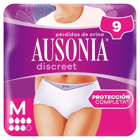 Ausonia Discreet Incontinence Briefs Plus Size M, 9 Briefs