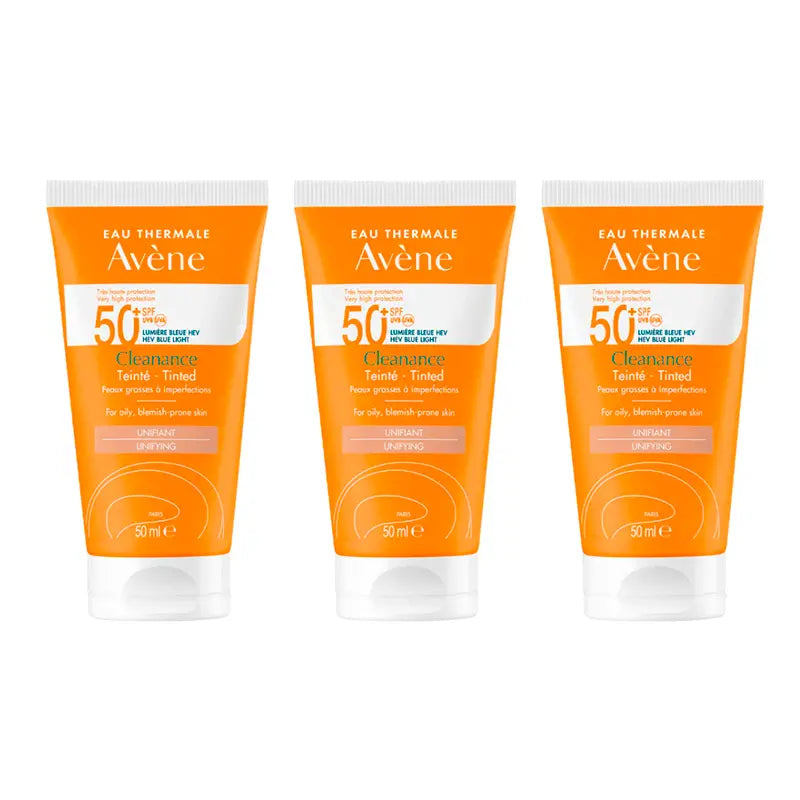 Avene Cleanance Spf 50+ Face Protector With Colour, 3 x 50 ml
