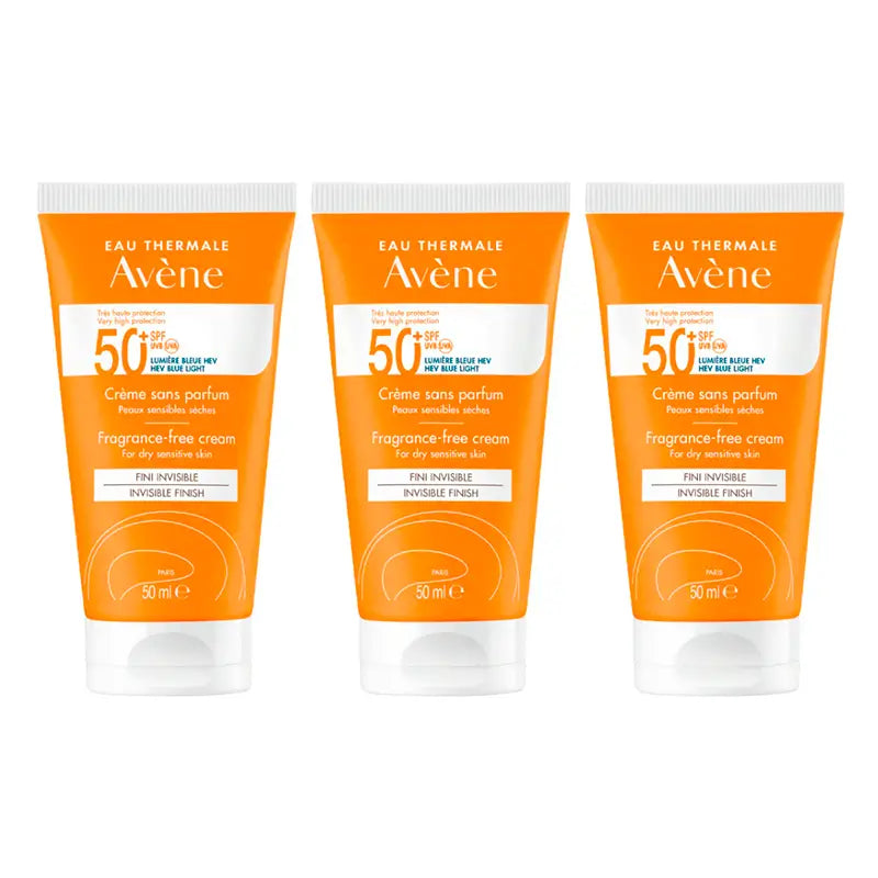 Avene Sun Cream Spf 50+ Fragrance Free, 3 x 50 ml