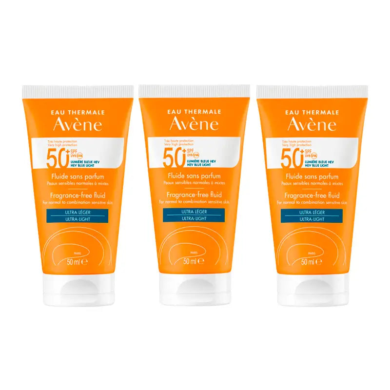 Avene Sunscreen Fluid Unscented Spf 50+, 3 x 50 ml