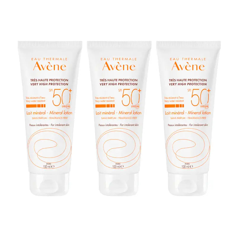 Avene Sunscreen Mineral Milk Intolerant Skin Spf 50+, 3 x 100 ml